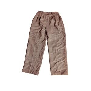 Rafaella Tapered Trousers Women 10P Brown Houndstooth Worsted Wool Pleated Front